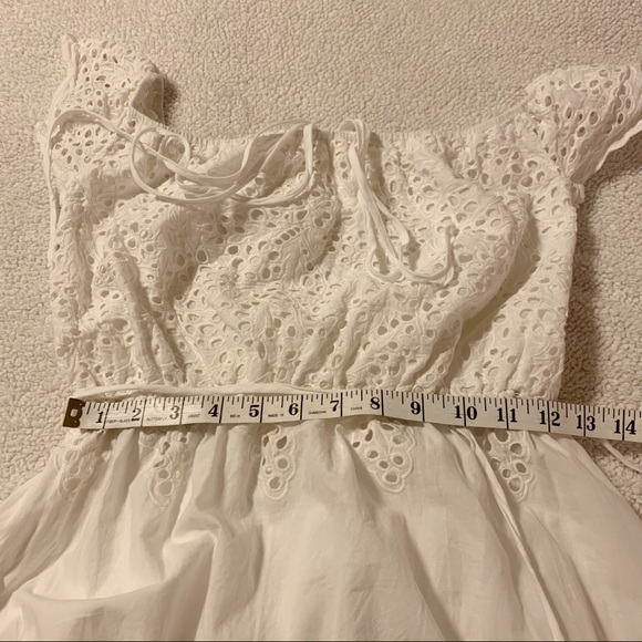 June & Hudson White Eyelet Midi Dress A Line Empire - Picture 7 of 12